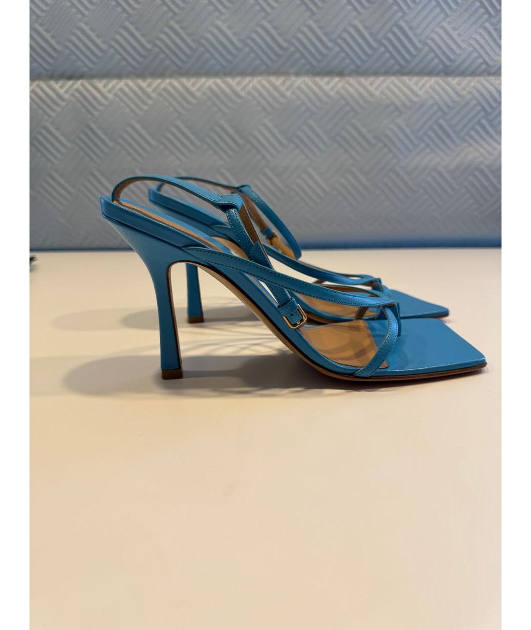 BOTTEGA VENETA Голубые кожаные босоножки, фото 5