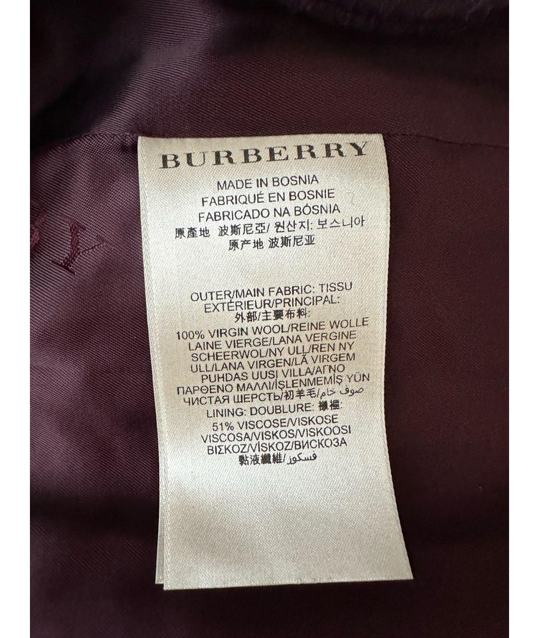 BURBERRY Фиолетовое шерстяное пальто, фото 8