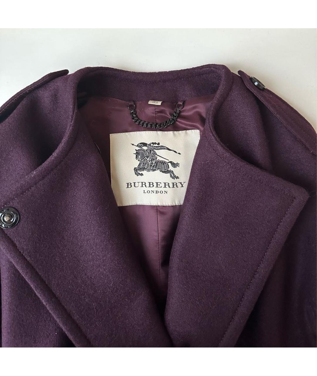 BURBERRY Фиолетовое шерстяное пальто, фото 3