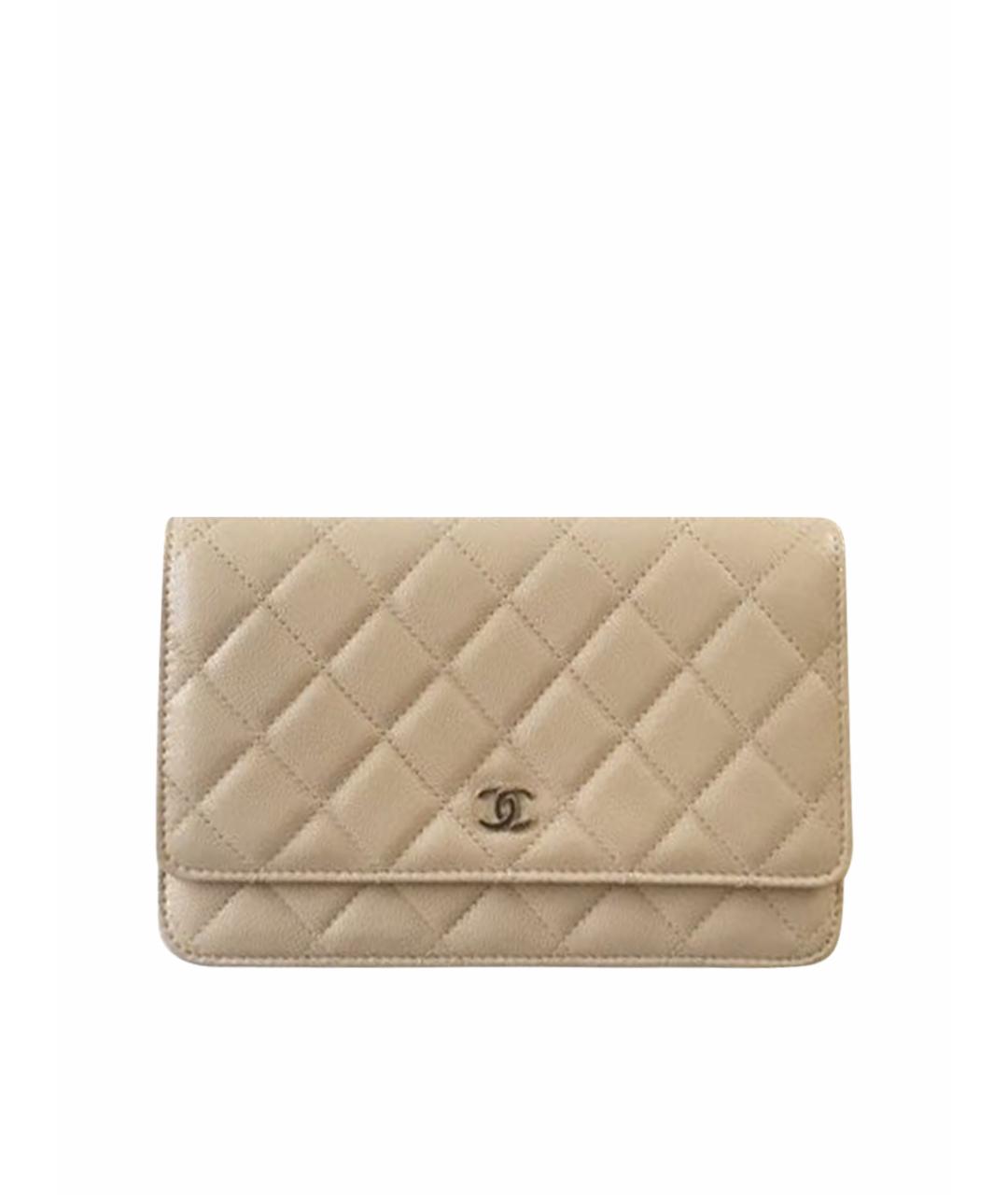 CHANEL Бежевая кожаная сумка через плечо, фото 1