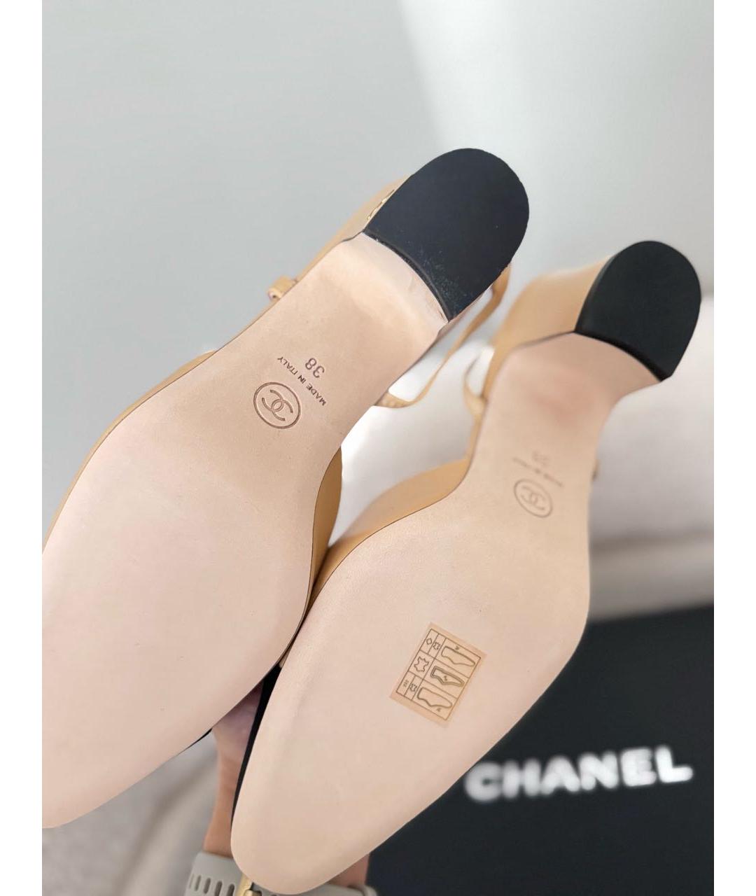 CHANEL Бежевые кожаные туфли, фото 5