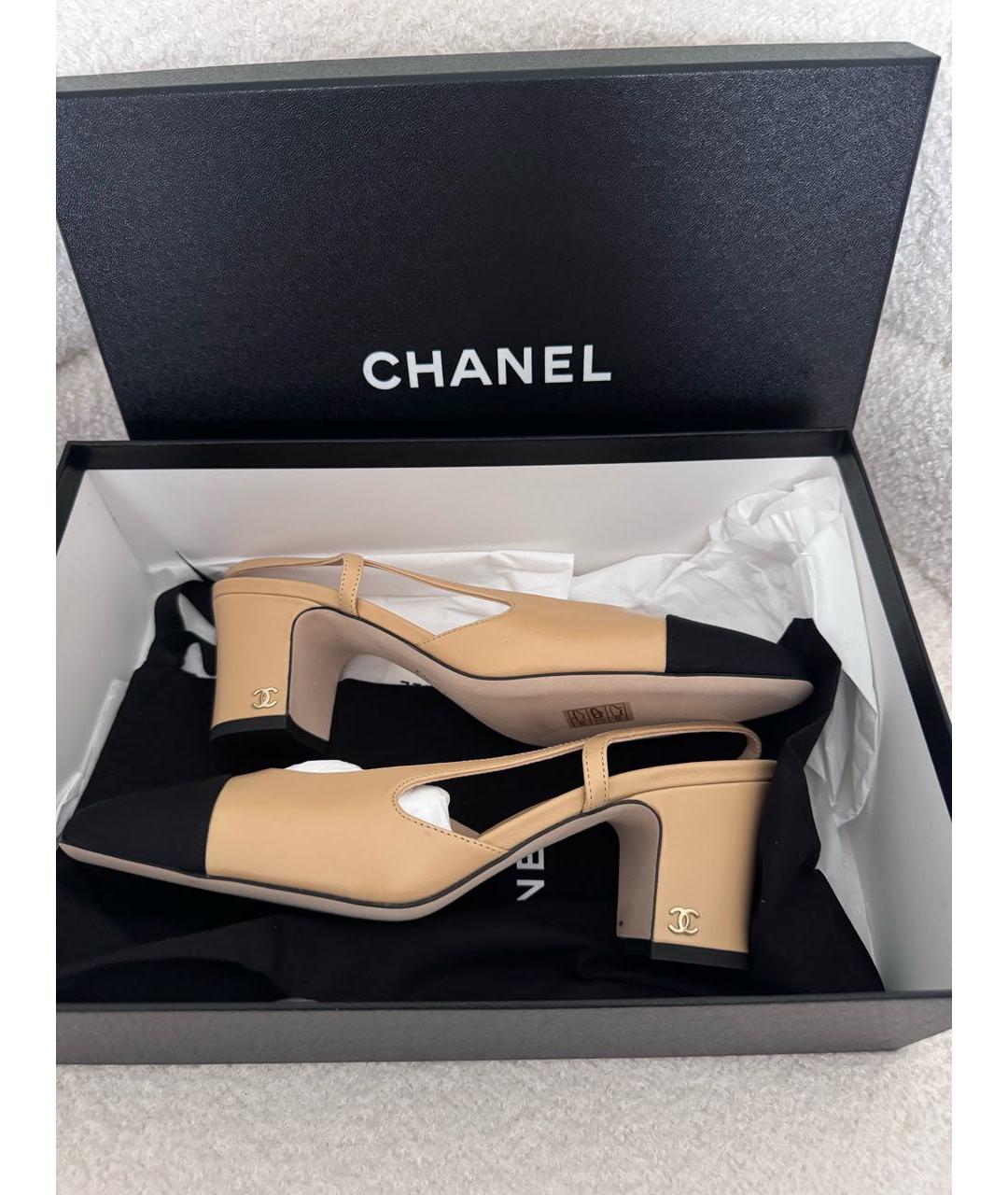 CHANEL Бежевые кожаные туфли, фото 2