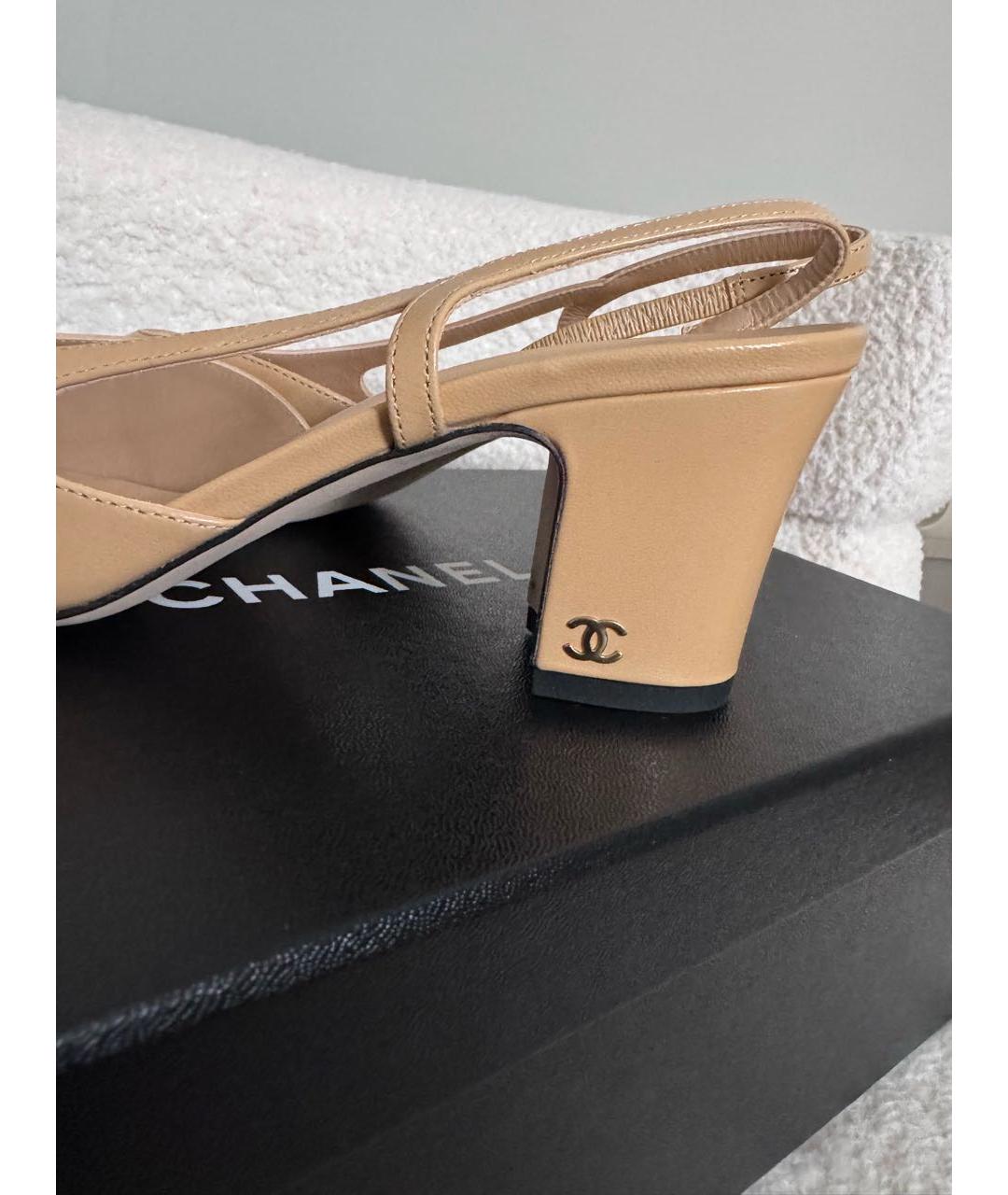 CHANEL Бежевые кожаные туфли, фото 4
