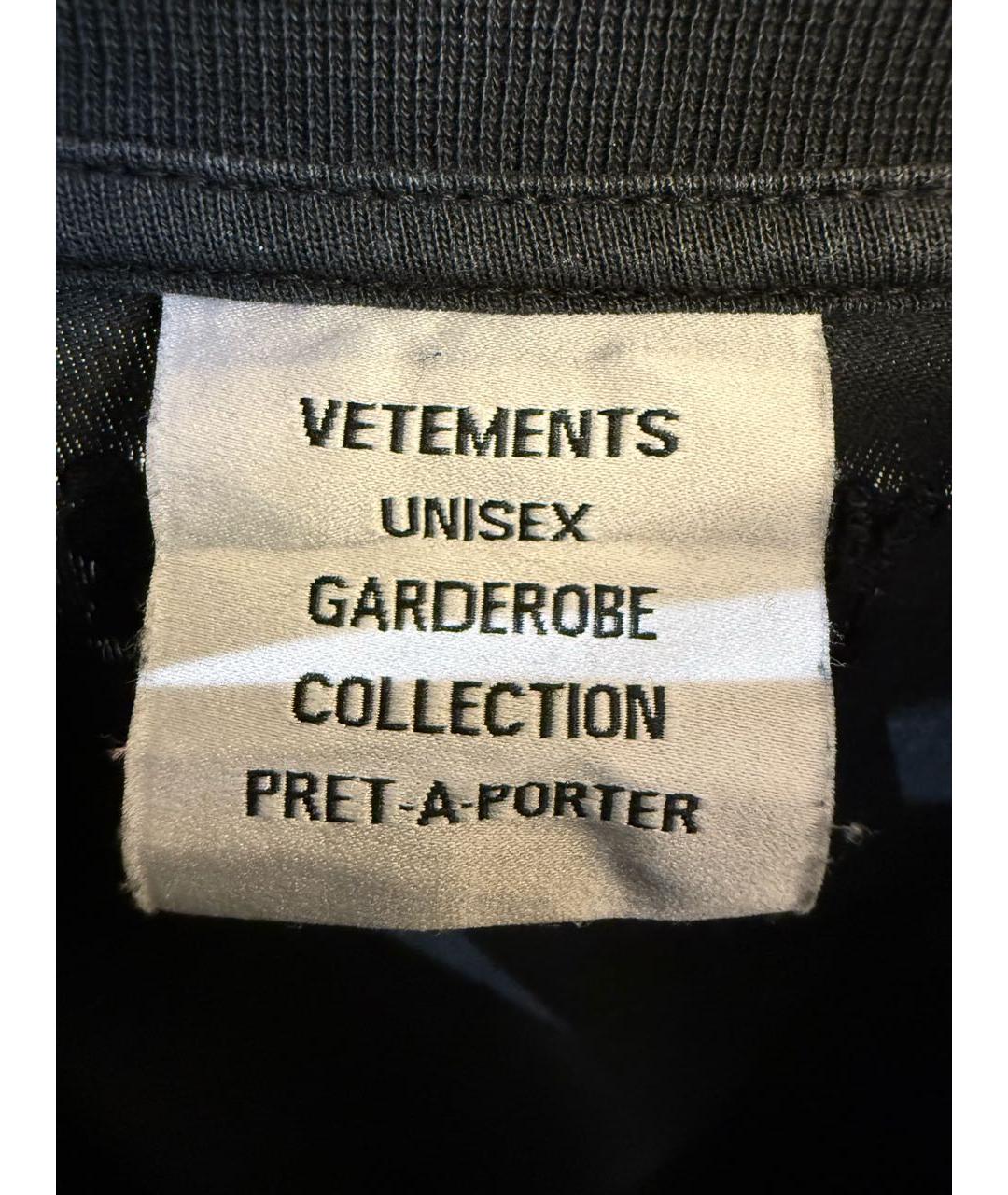 VETEMENTS Антрацитовая хлопковая футболка, фото 3