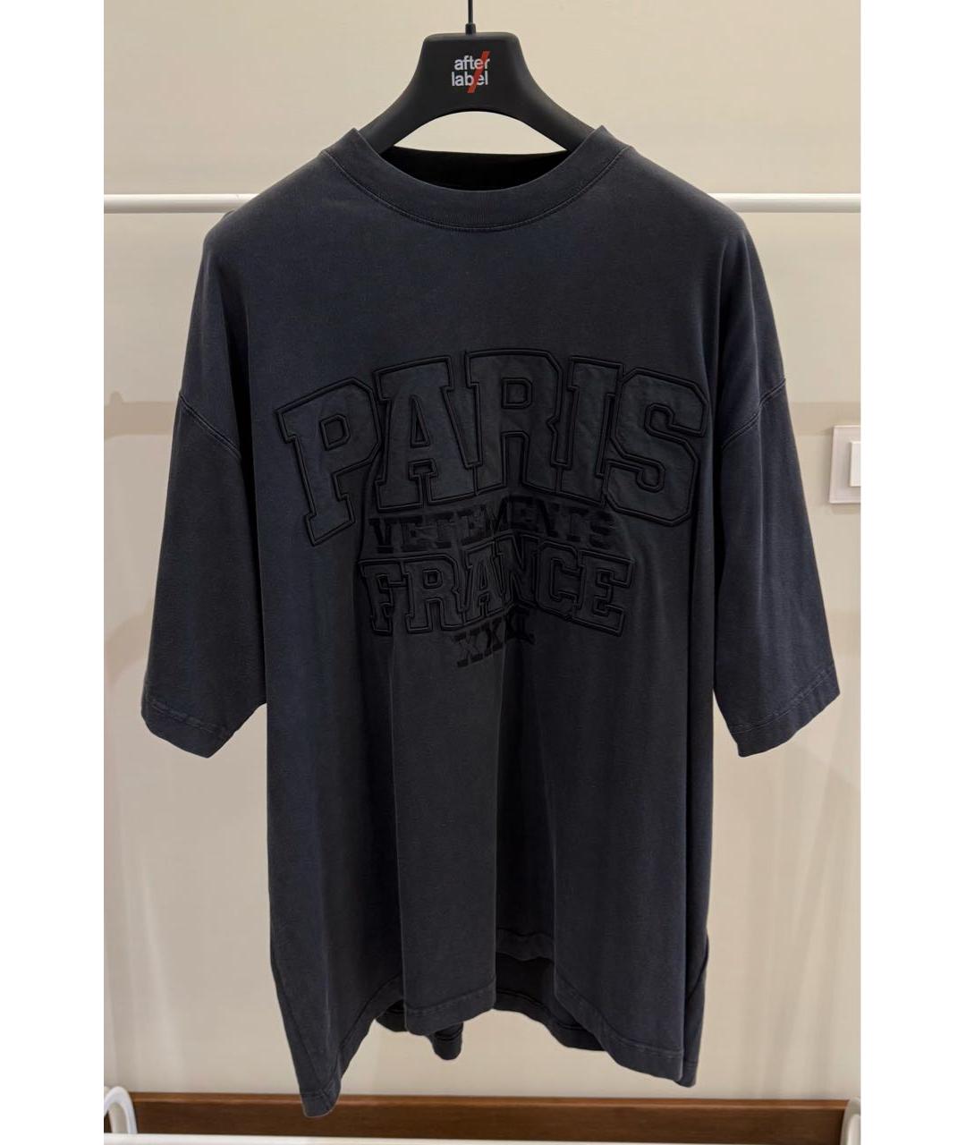 VETEMENTS Антрацитовая хлопковая футболка, фото 5