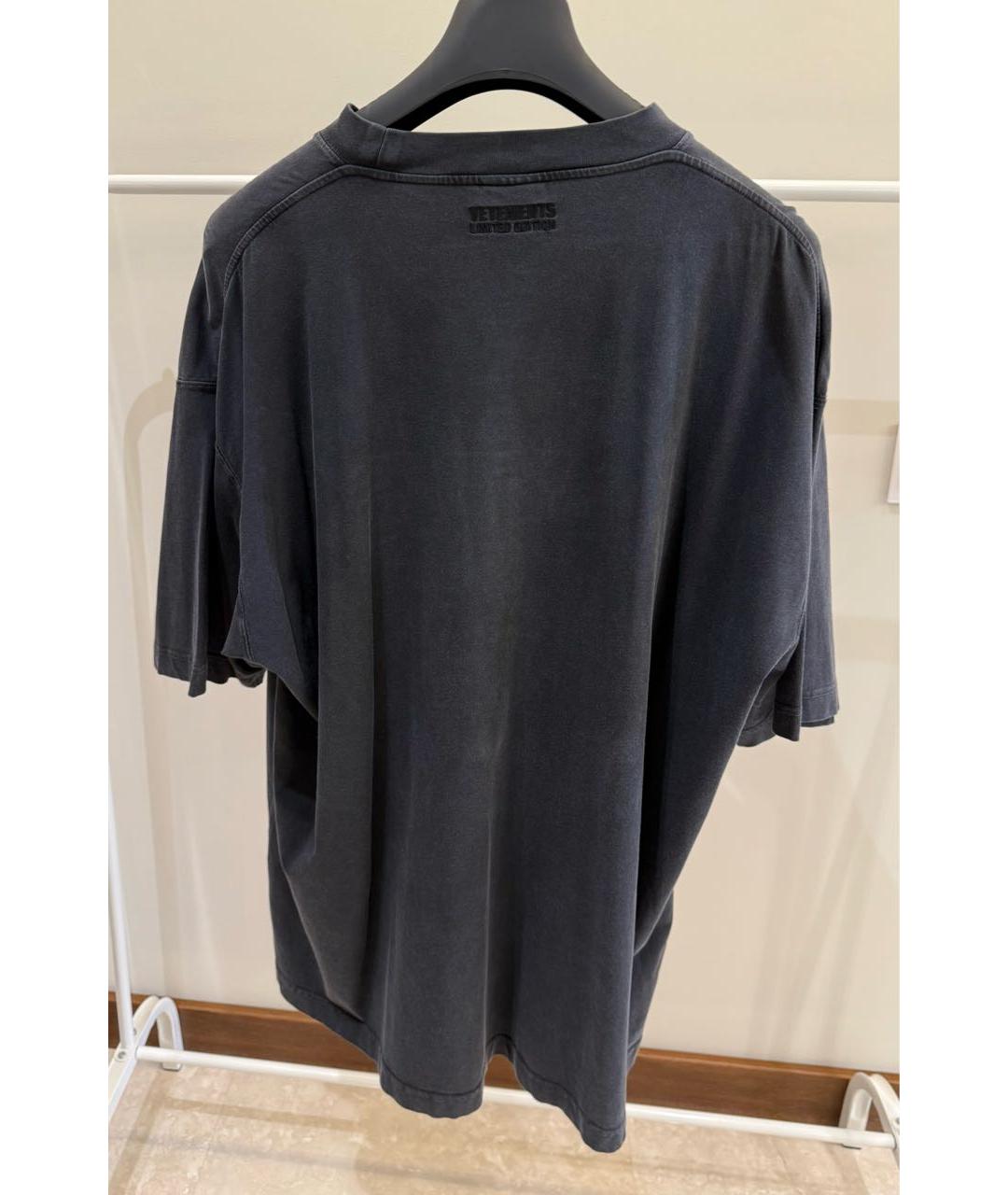 VETEMENTS Антрацитовая хлопковая футболка, фото 2