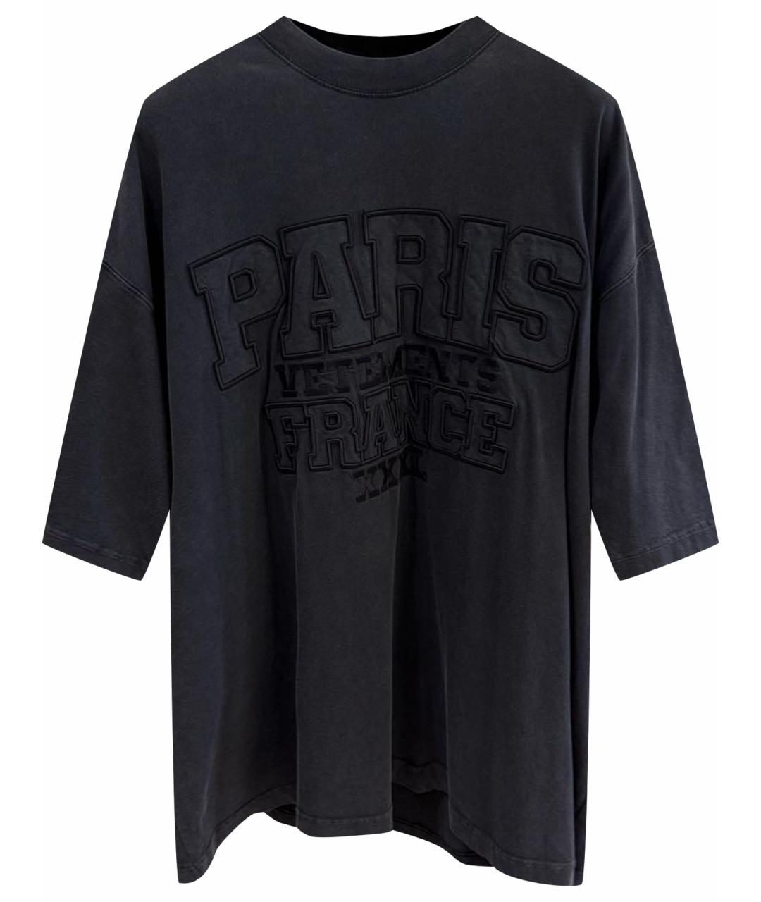 VETEMENTS Антрацитовая хлопковая футболка, фото 1