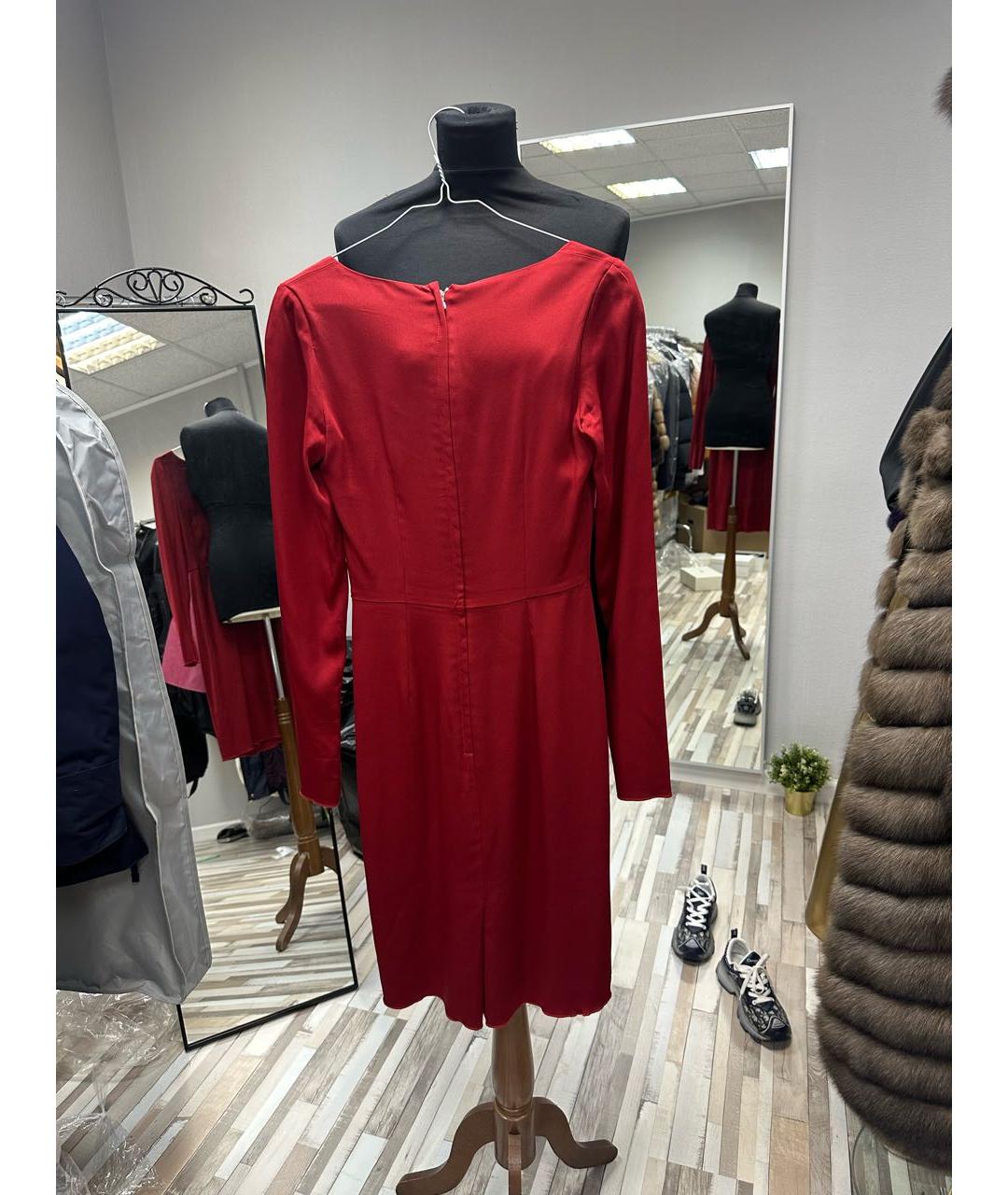 DOLCE&GABBANA Красное шелковое повседневное платье, фото 3