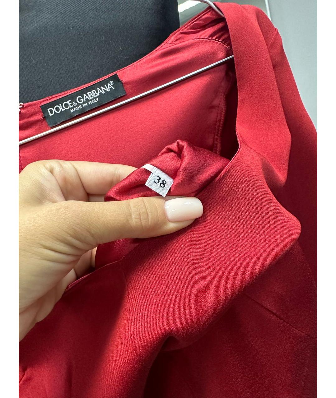 DOLCE&GABBANA Красное шелковое повседневное платье, фото 5