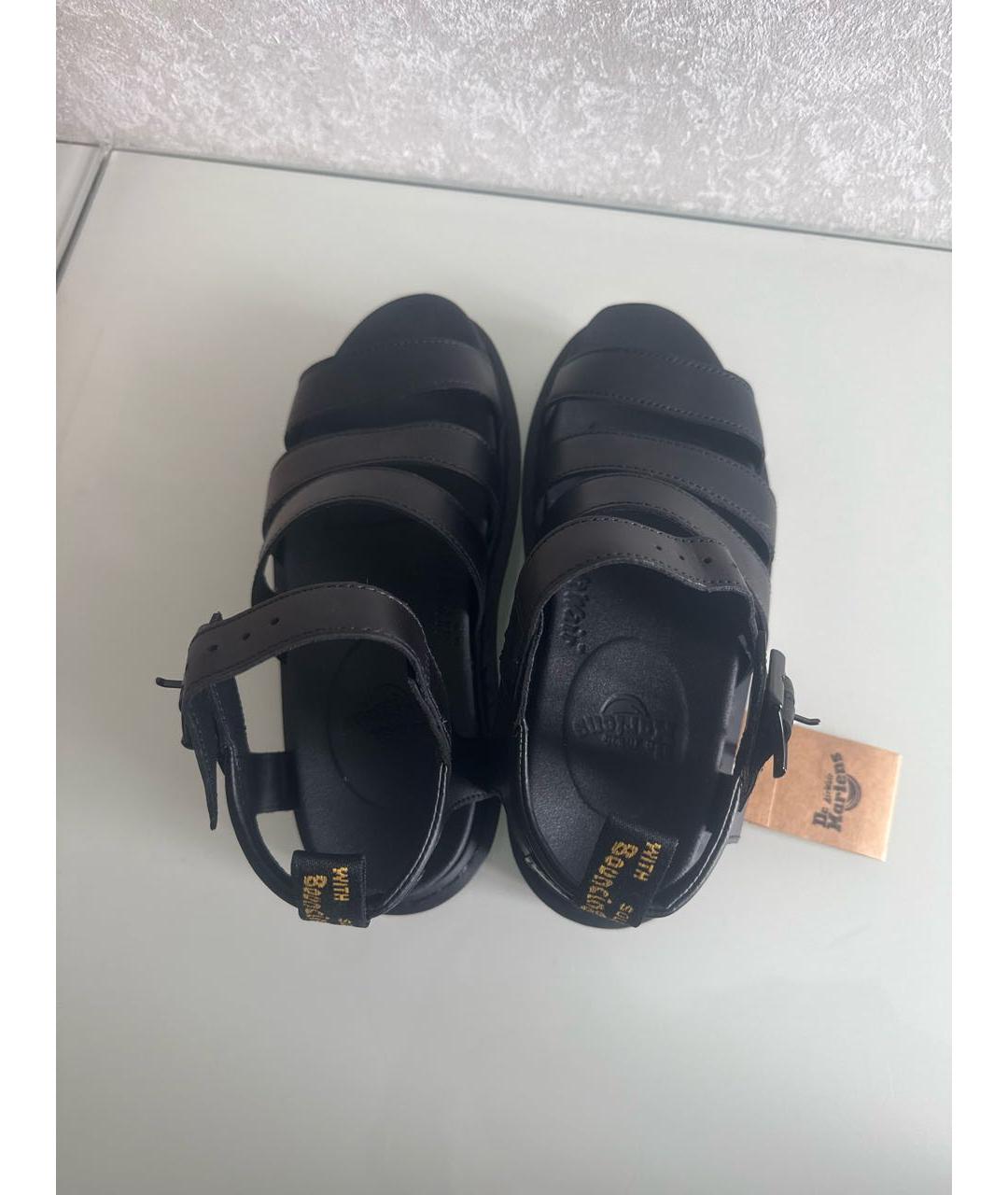 DR. MARTENS Черные кожаные босоножки, фото 3