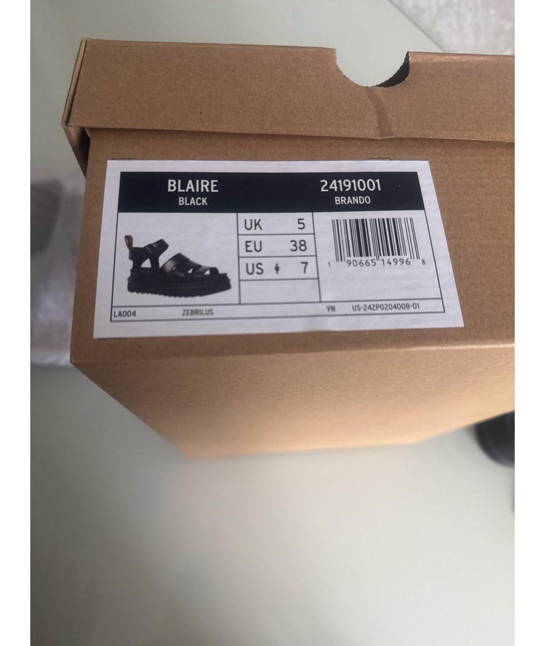 DR. MARTENS Черные кожаные босоножки, фото 5