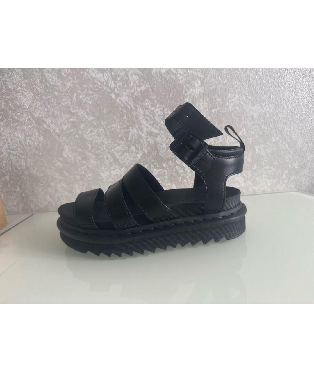 DR. MARTENS Черные кожаные босоножки, фото 6