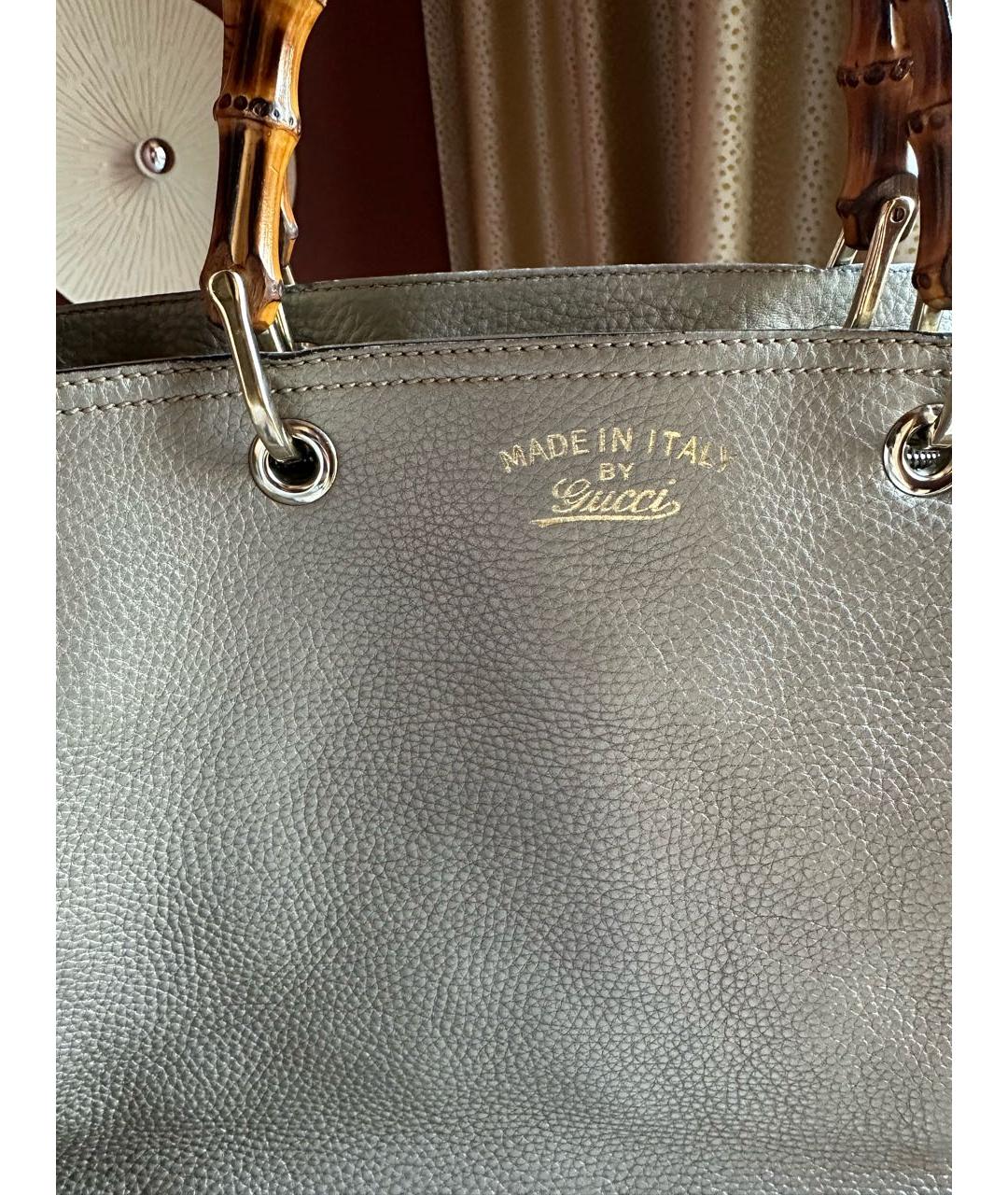 GUCCI Золотая кожаная сумка тоут, фото 3