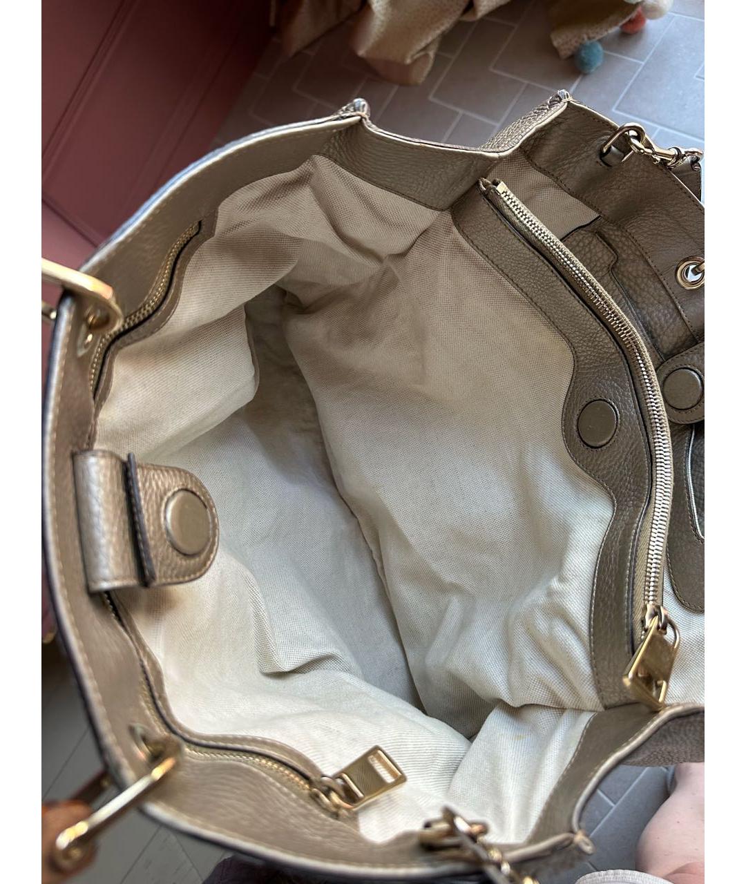 GUCCI Золотая кожаная сумка тоут, фото 4