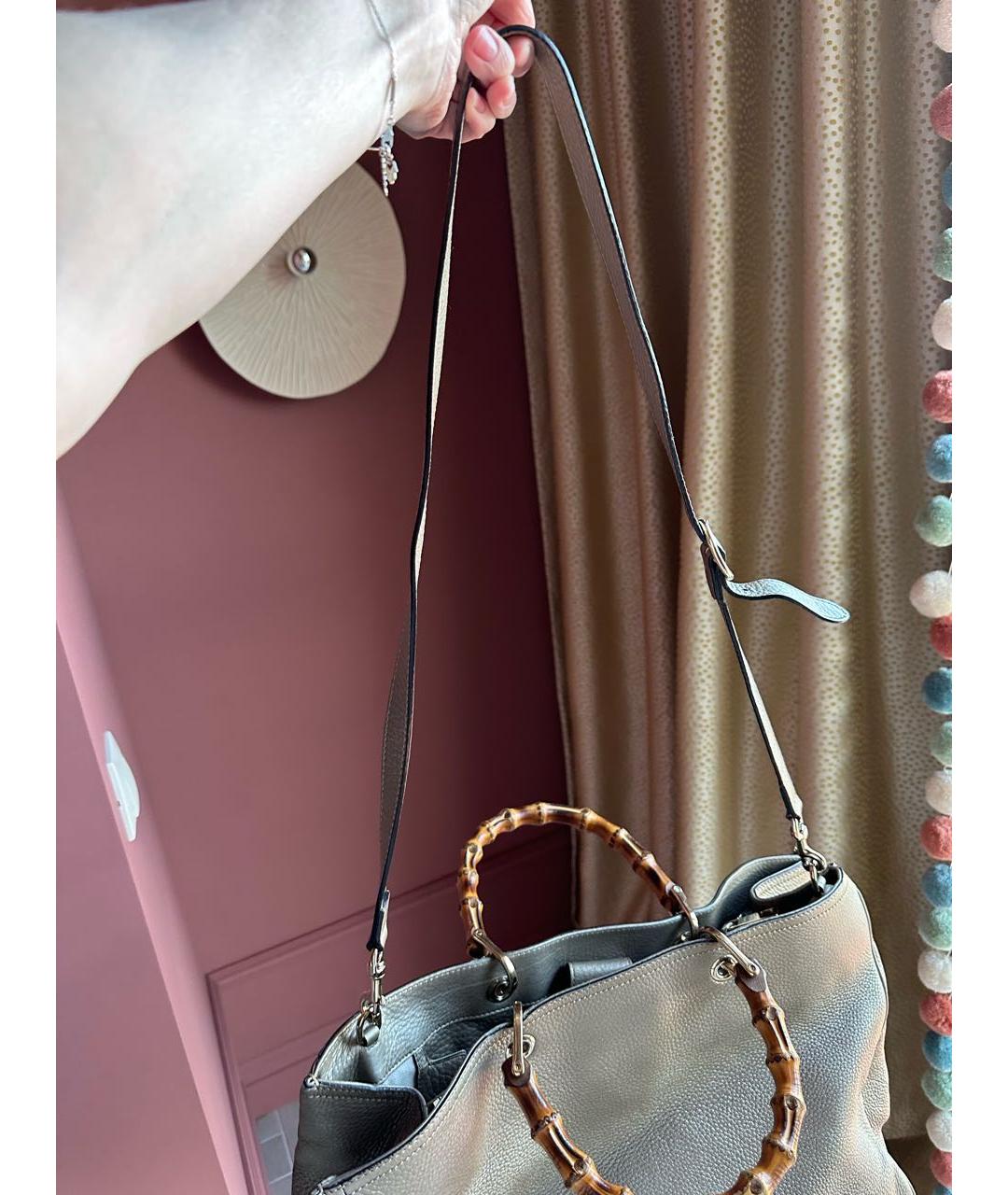 GUCCI Золотая кожаная сумка тоут, фото 6