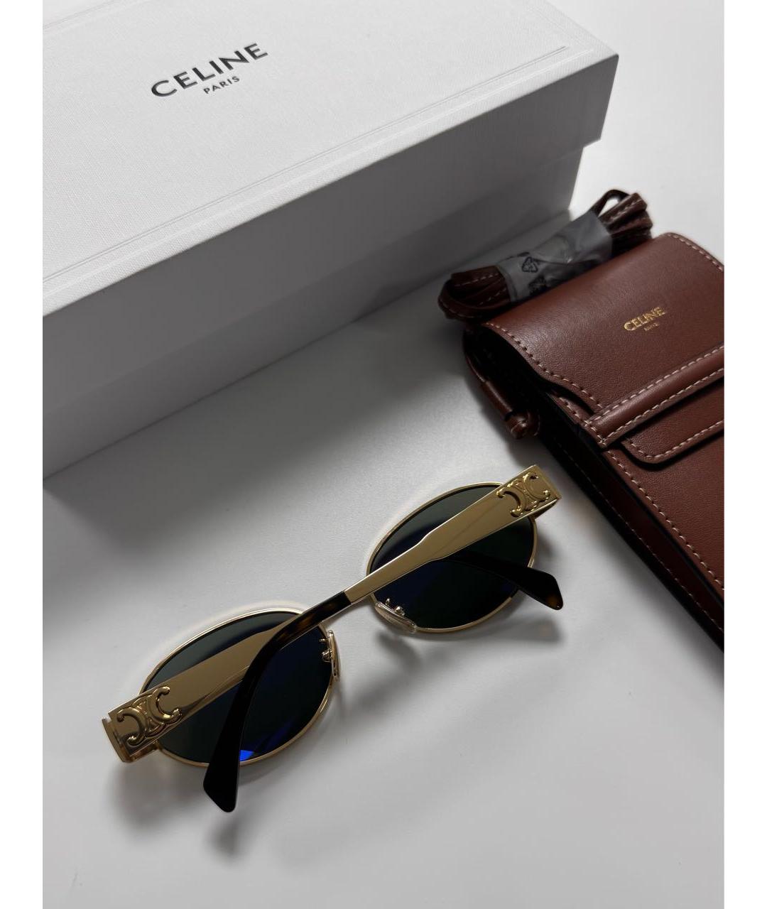 CELINE Золотые металлические солнцезащитные очки, фото 5