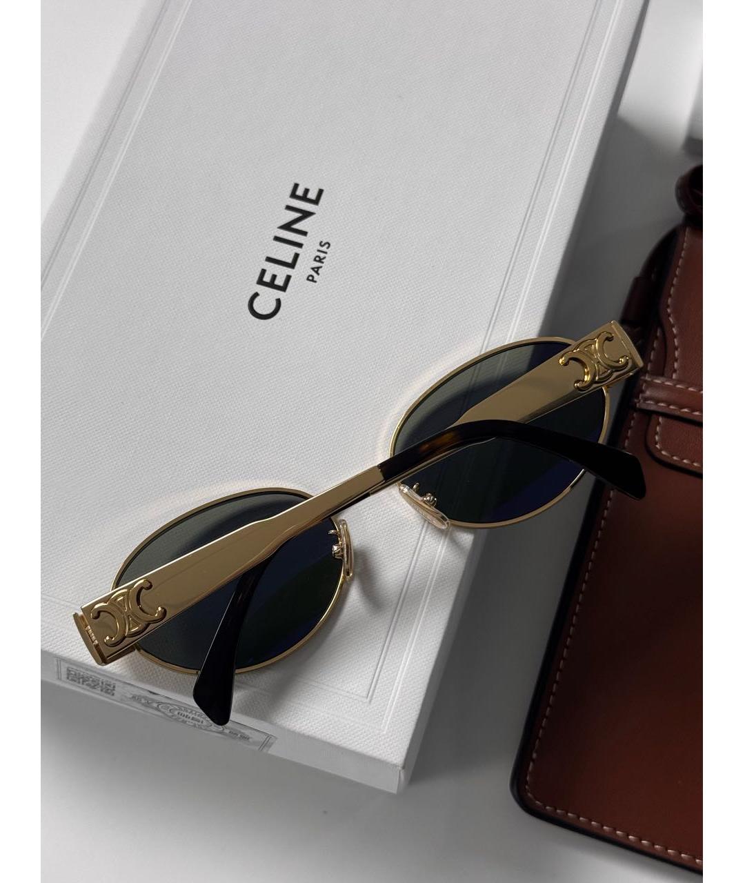 CELINE Золотые металлические солнцезащитные очки, фото 7