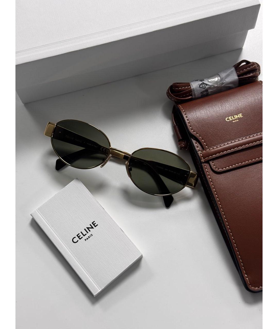 CELINE Золотые металлические солнцезащитные очки, фото 6