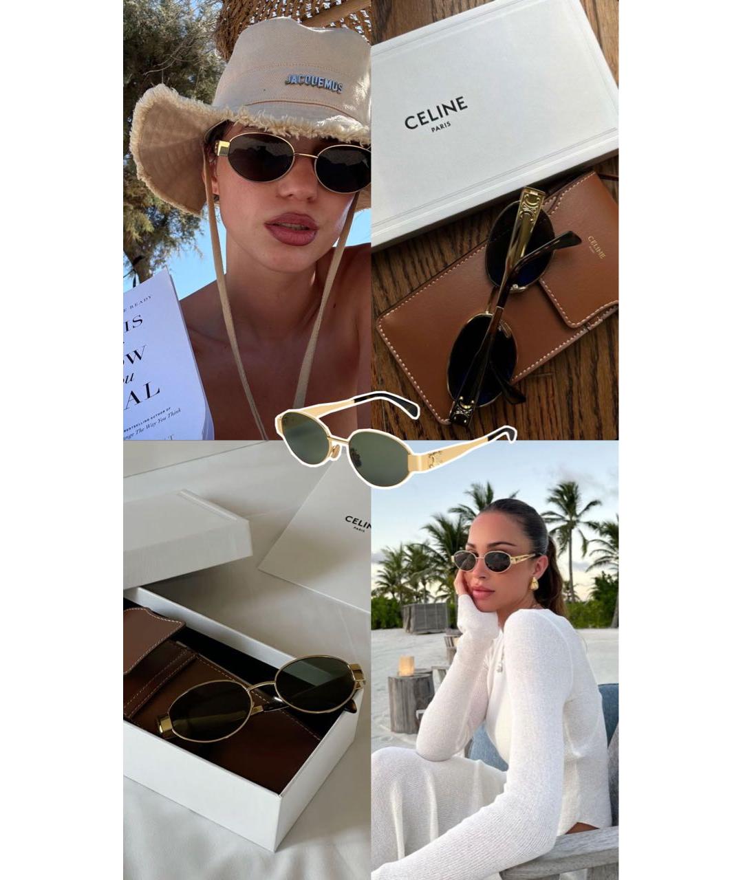 CELINE Золотые металлические солнцезащитные очки, фото 8