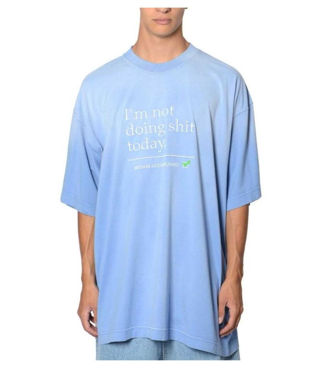 VETEMENTS Голубая хлопковая футболка, фото 3
