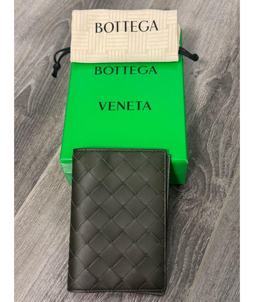 BOTTEGA VENETA Хаки кожаный кошелек, фото 8