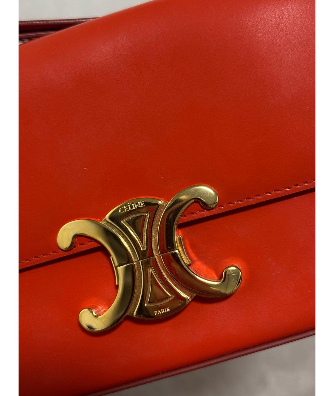 CELINE Оранжевая сумка через плечо из лакированной кожи, фото 6