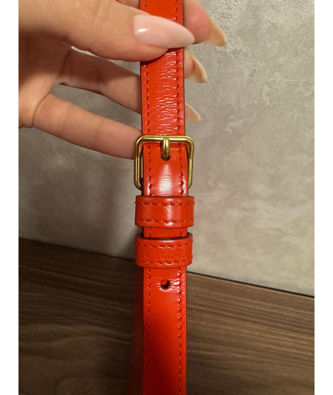 CELINE Оранжевая сумка через плечо из лакированной кожи, фото 5