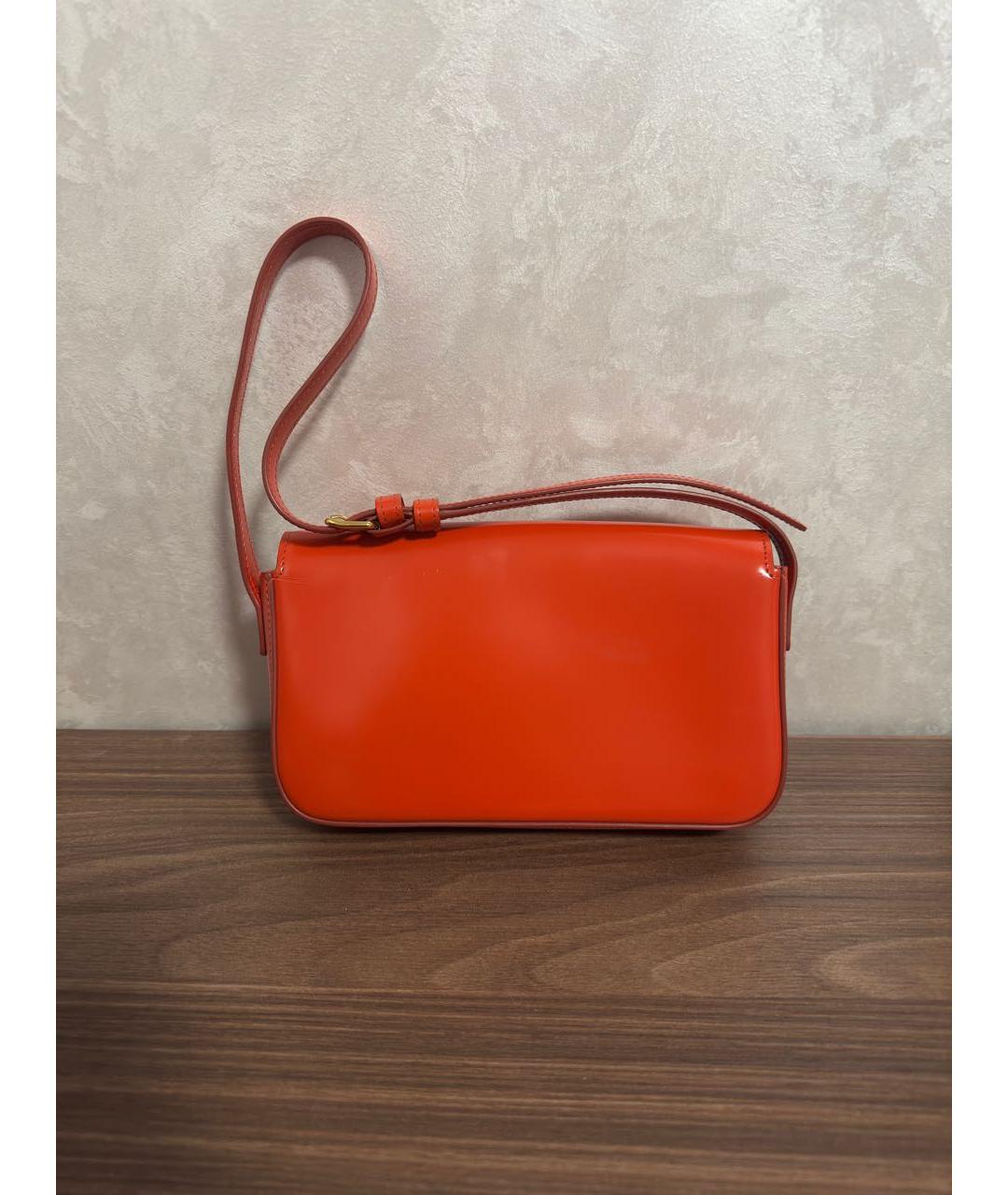 CELINE Оранжевая сумка через плечо из лакированной кожи, фото 2