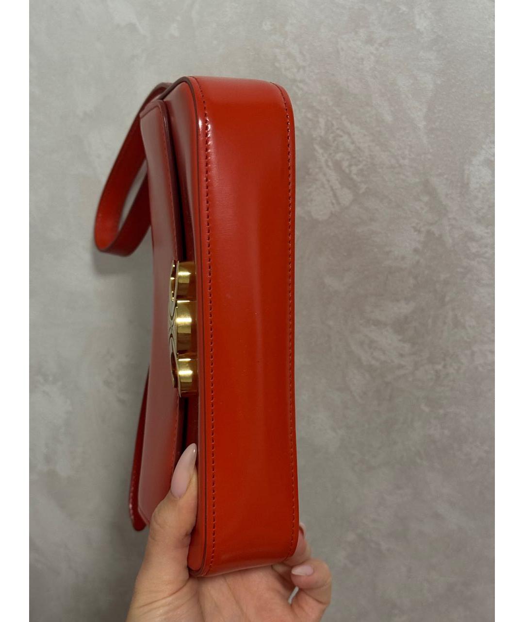 CELINE Оранжевая сумка через плечо из лакированной кожи, фото 7