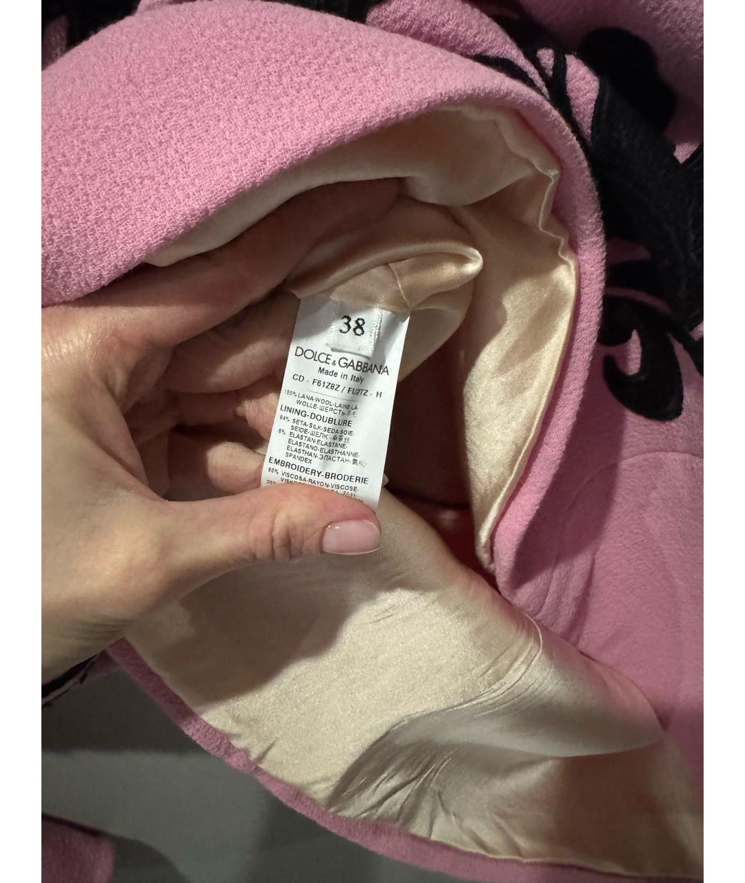 DOLCE&GABBANA Розовое кружевное коктейльное платье, фото 5