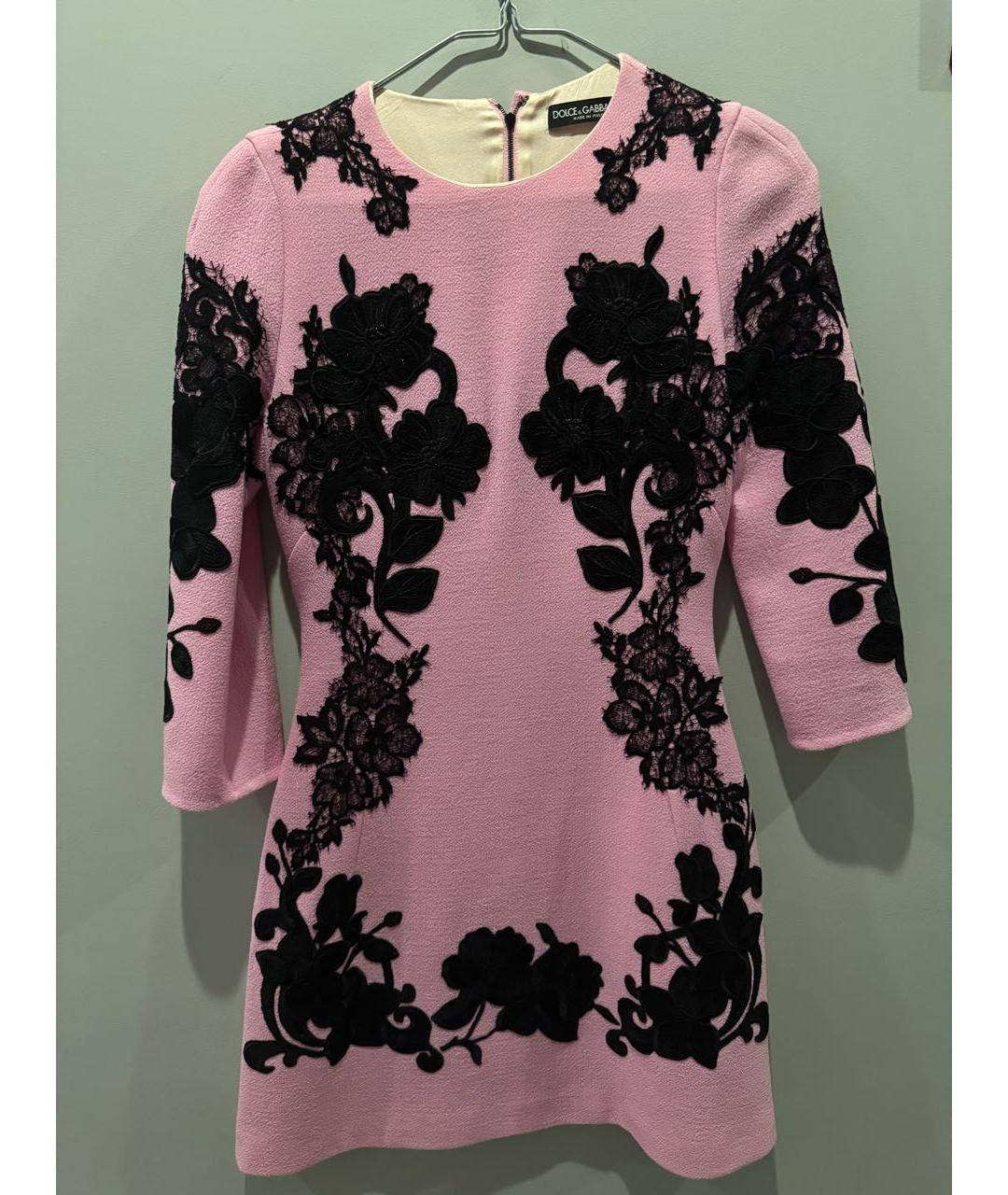 DOLCE&GABBANA Розовое кружевное коктейльное платье, фото 6