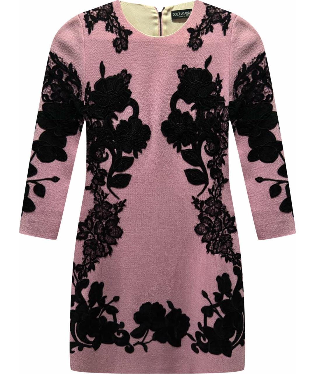DOLCE&GABBANA Розовое кружевное коктейльное платье, фото 1