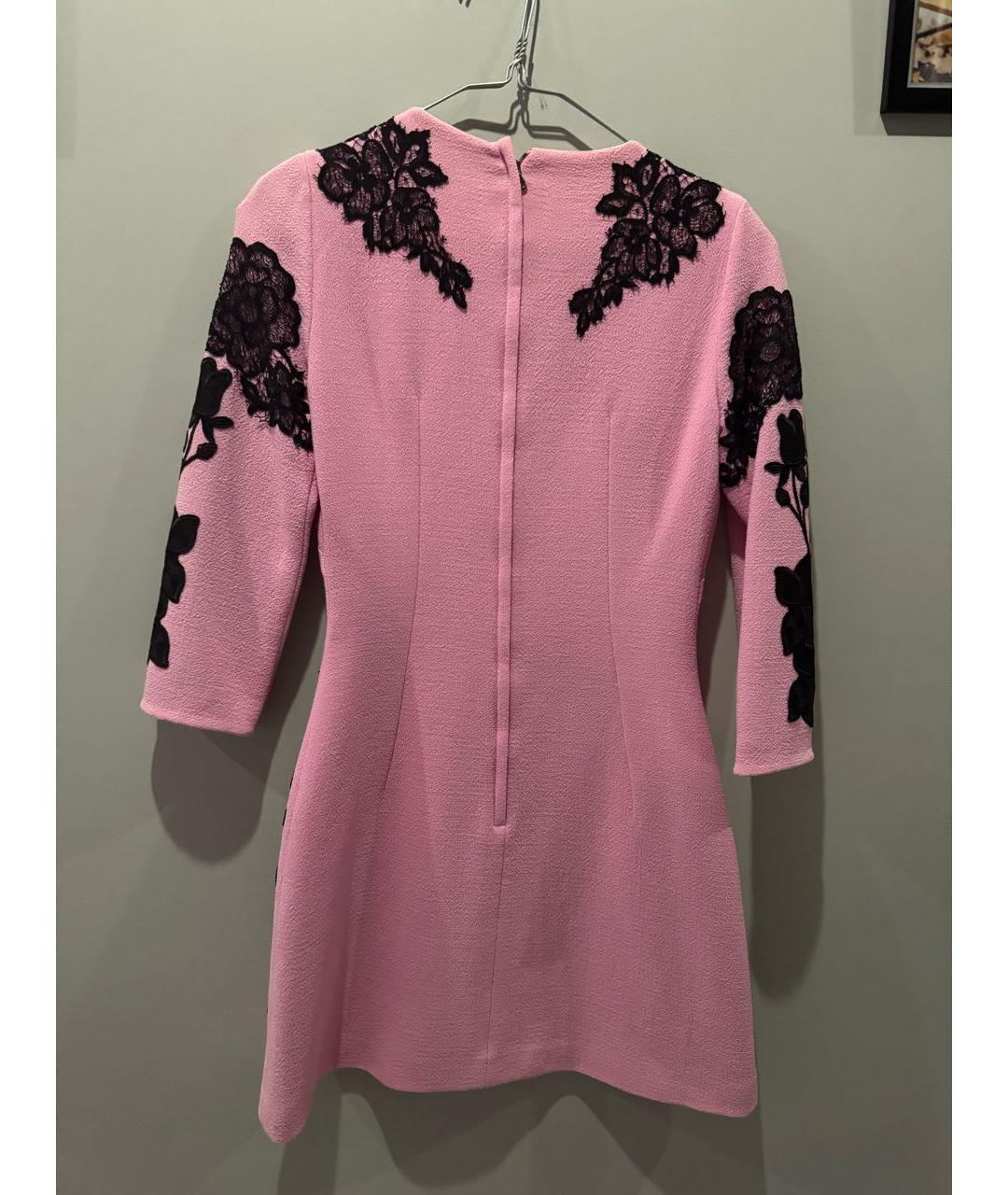DOLCE&GABBANA Розовое кружевное коктейльное платье, фото 2