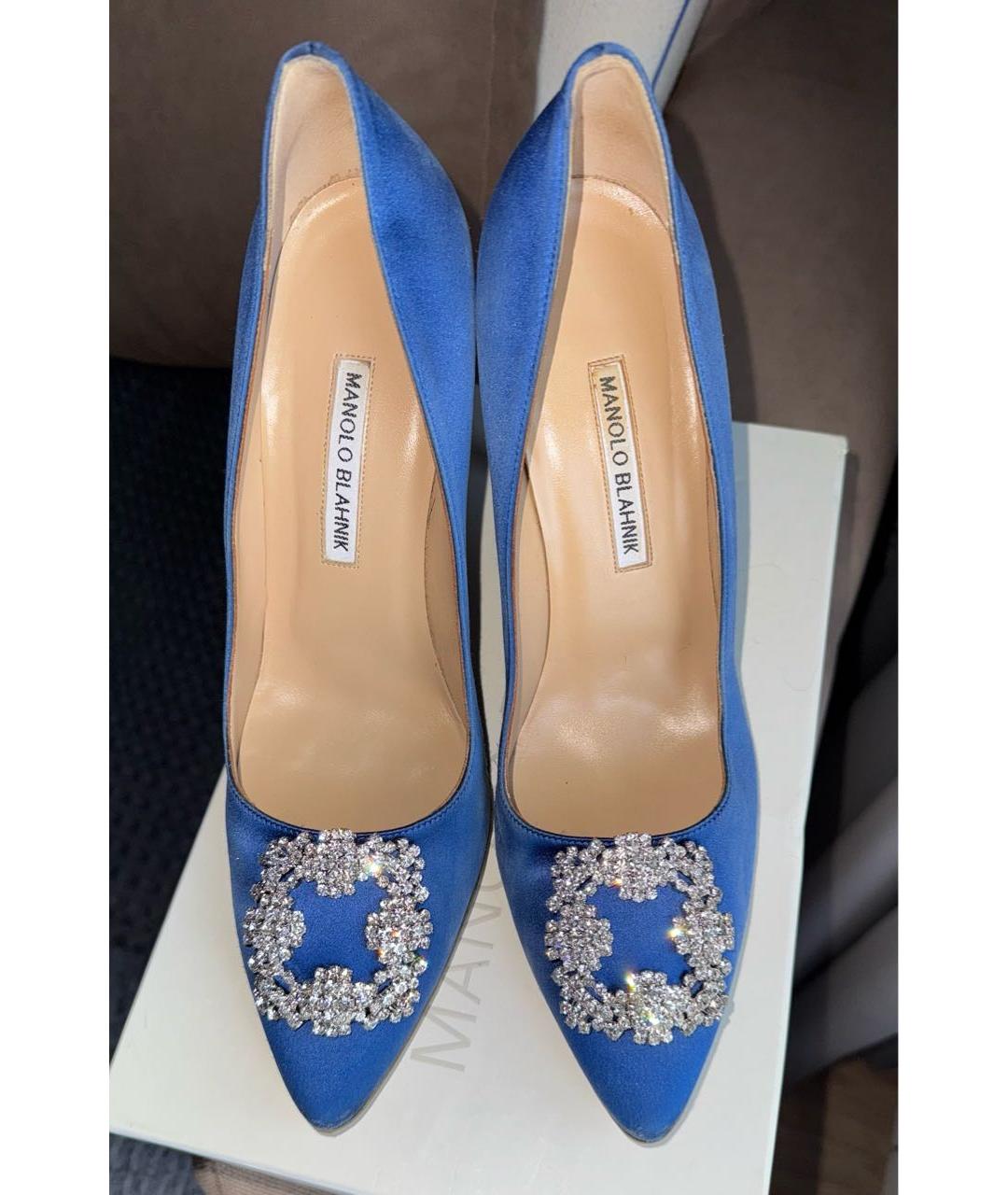 MANOLO BLAHNIK Синие текстильные туфли, фото 3