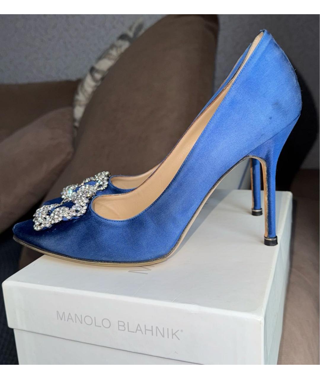 MANOLO BLAHNIK Синие текстильные туфли, фото 2