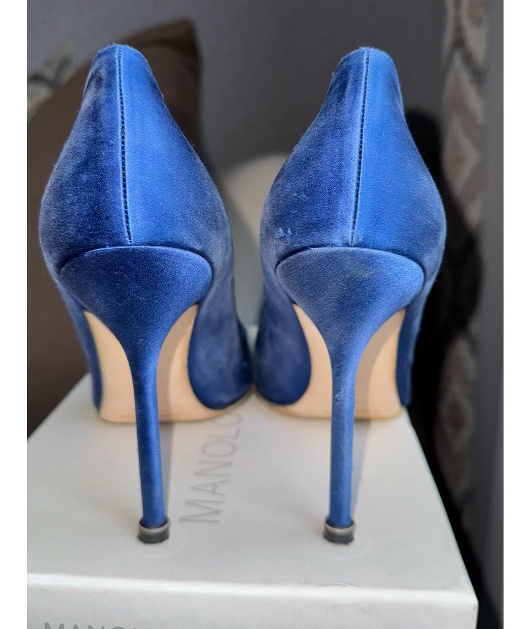 MANOLO BLAHNIK Синие текстильные туфли, фото 5