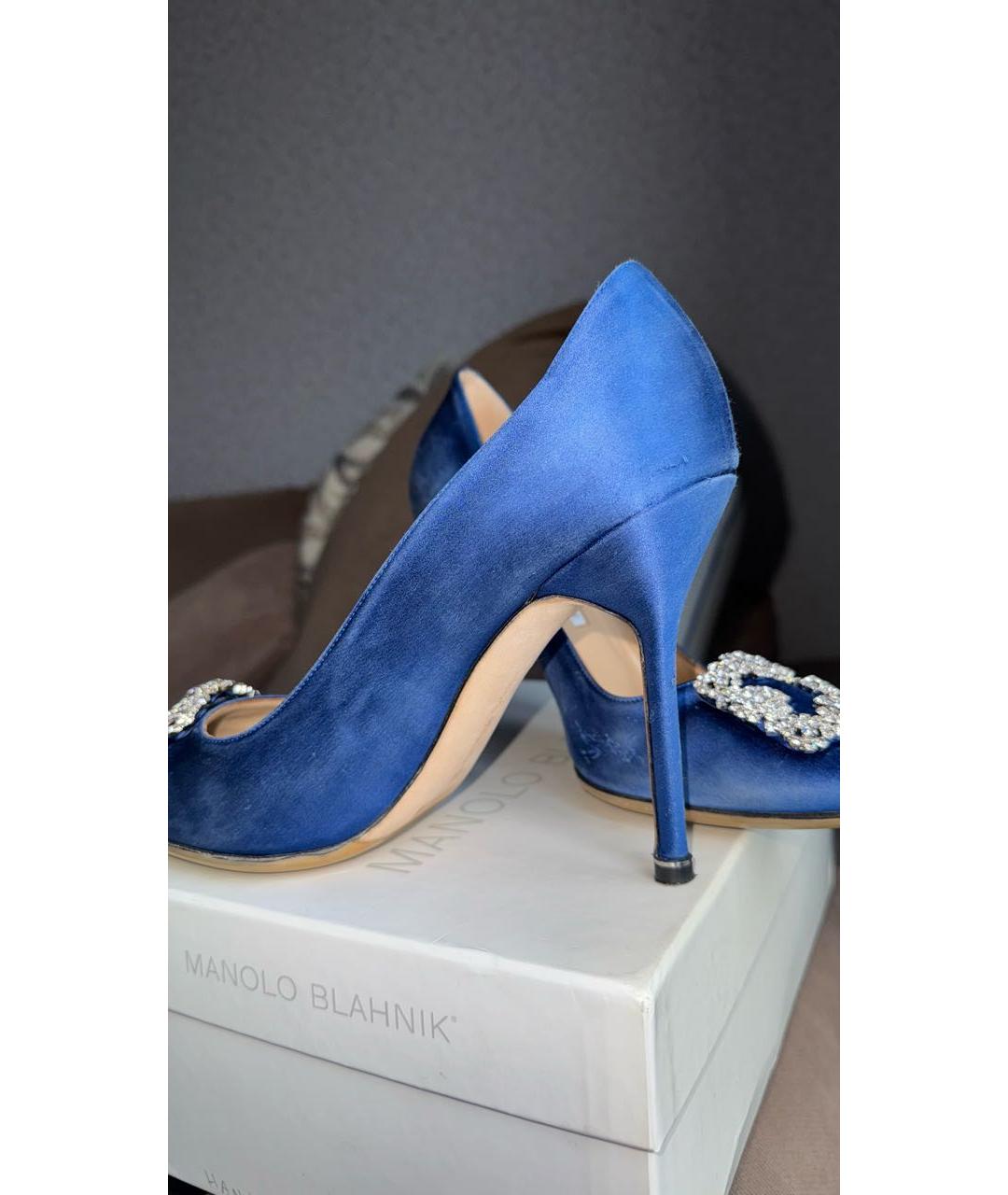 MANOLO BLAHNIK Синие текстильные туфли, фото 6