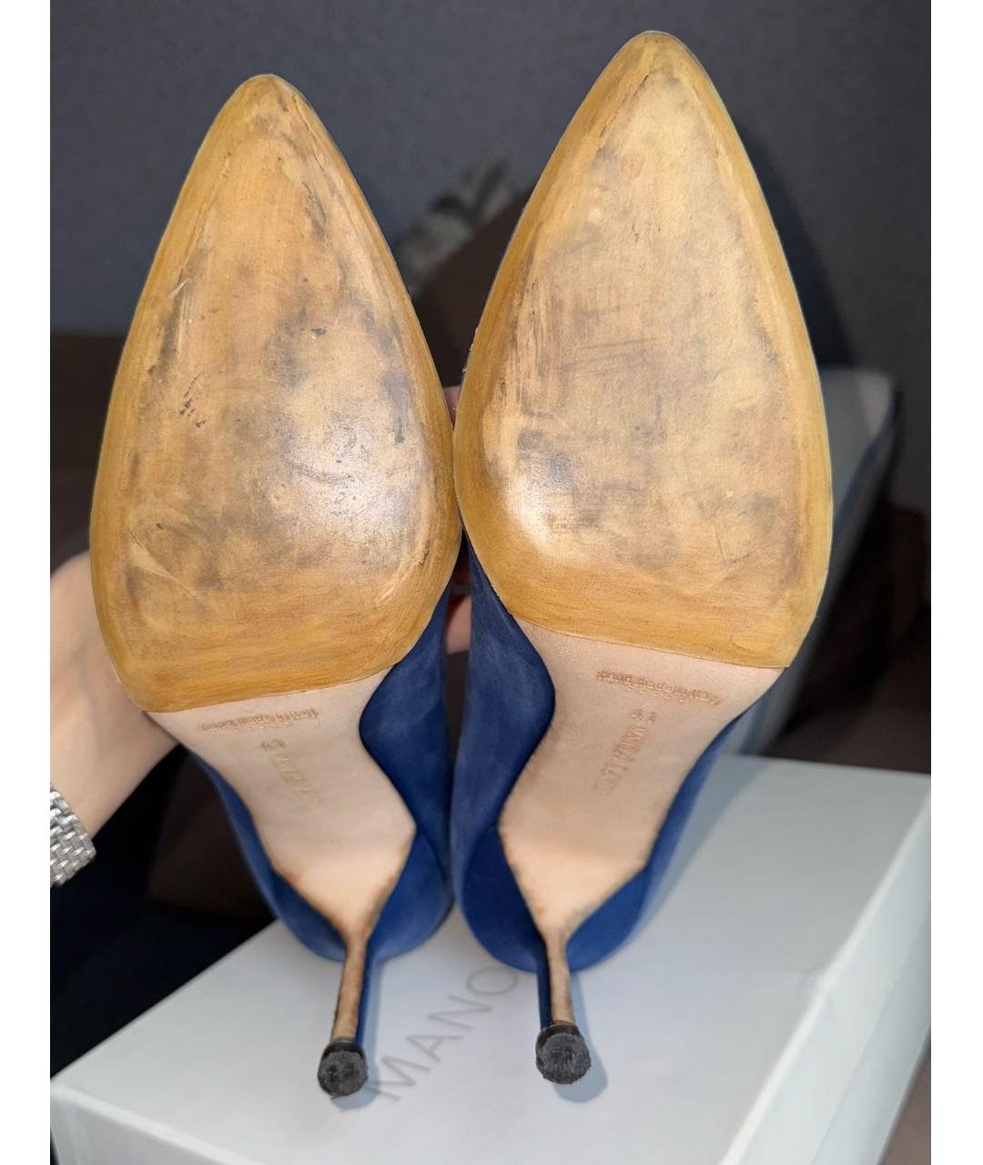 MANOLO BLAHNIK Синие текстильные туфли, фото 4