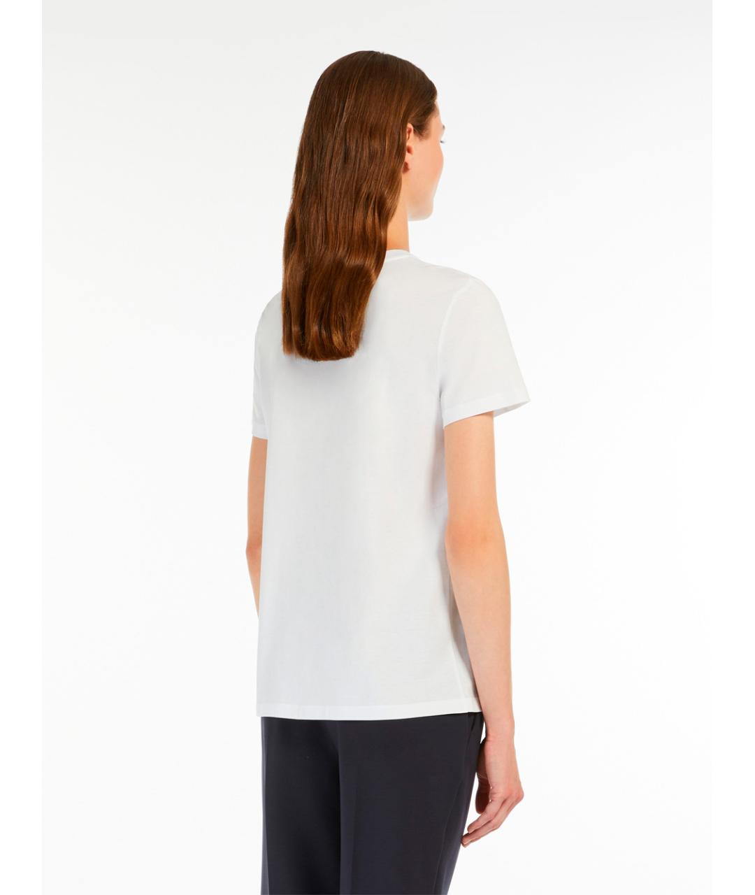 MAX MARA Белая хлопковая футболка, фото 4