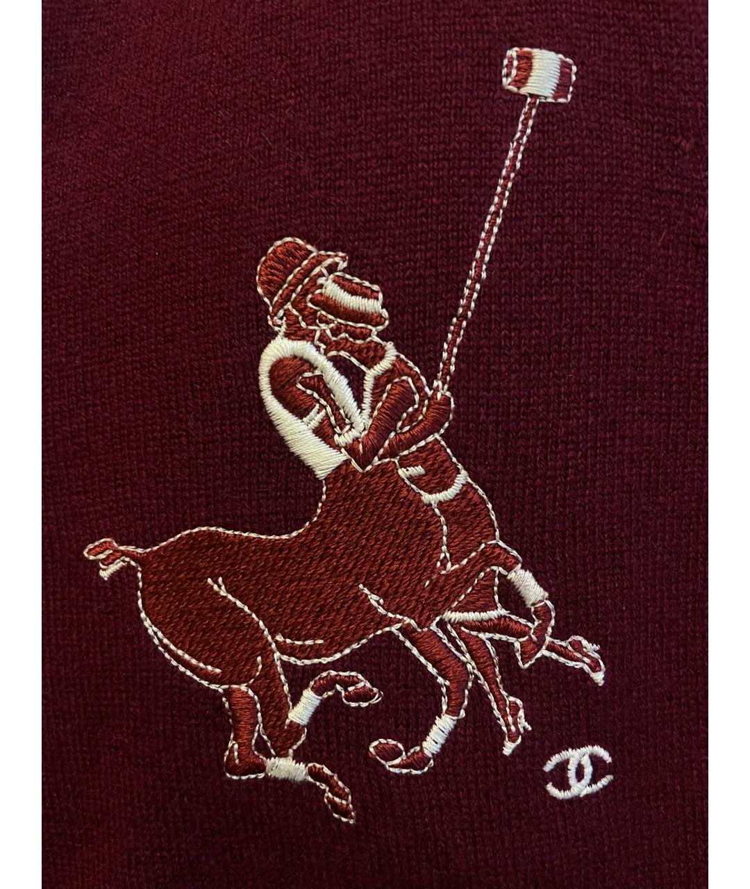 CHANEL Бордовый кашемировый джемпер / свитер, фото 4