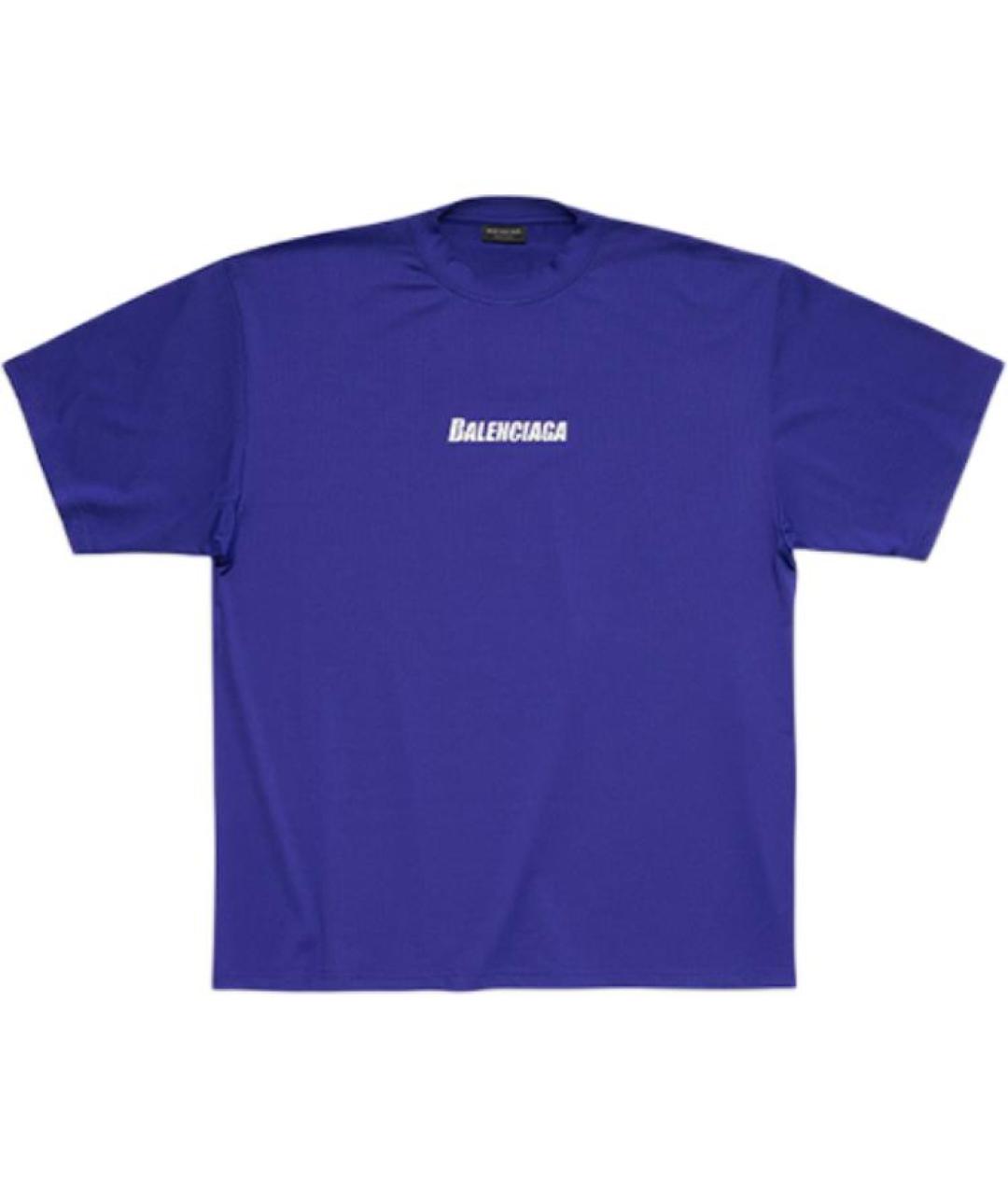 BALENCIAGA Синяя хлопковая футболка, фото 1