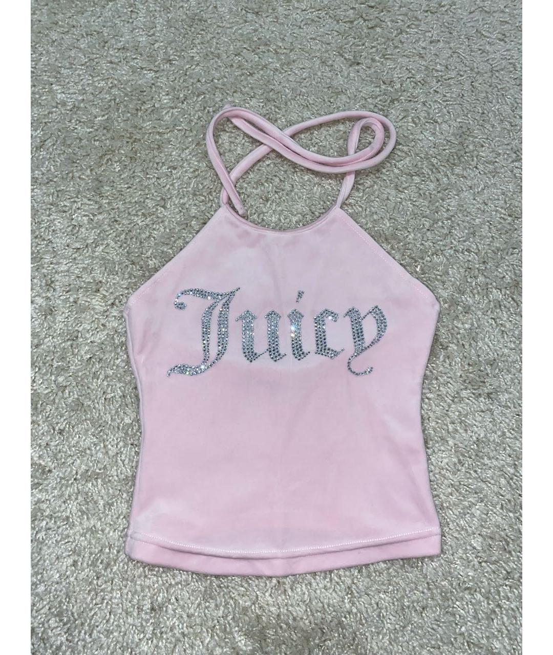 JUICY COUTURE Розовая бархатная майка, фото 8