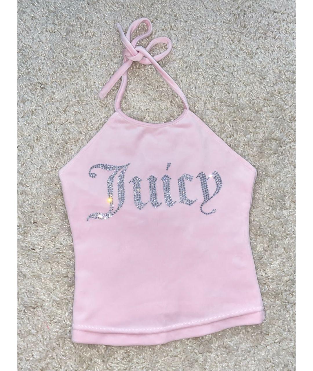 JUICY COUTURE Розовая бархатная майка, фото 2