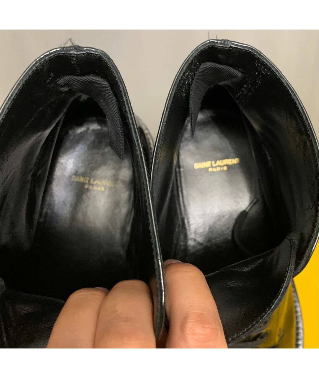 SAINT LAURENT Черные высокие ботинки из лакированной кожи, фото 7