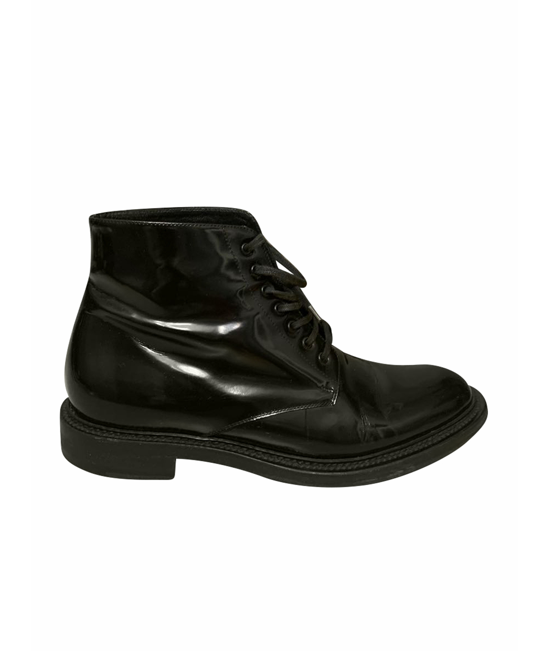 SAINT LAURENT Черные высокие ботинки из лакированной кожи, фото 1