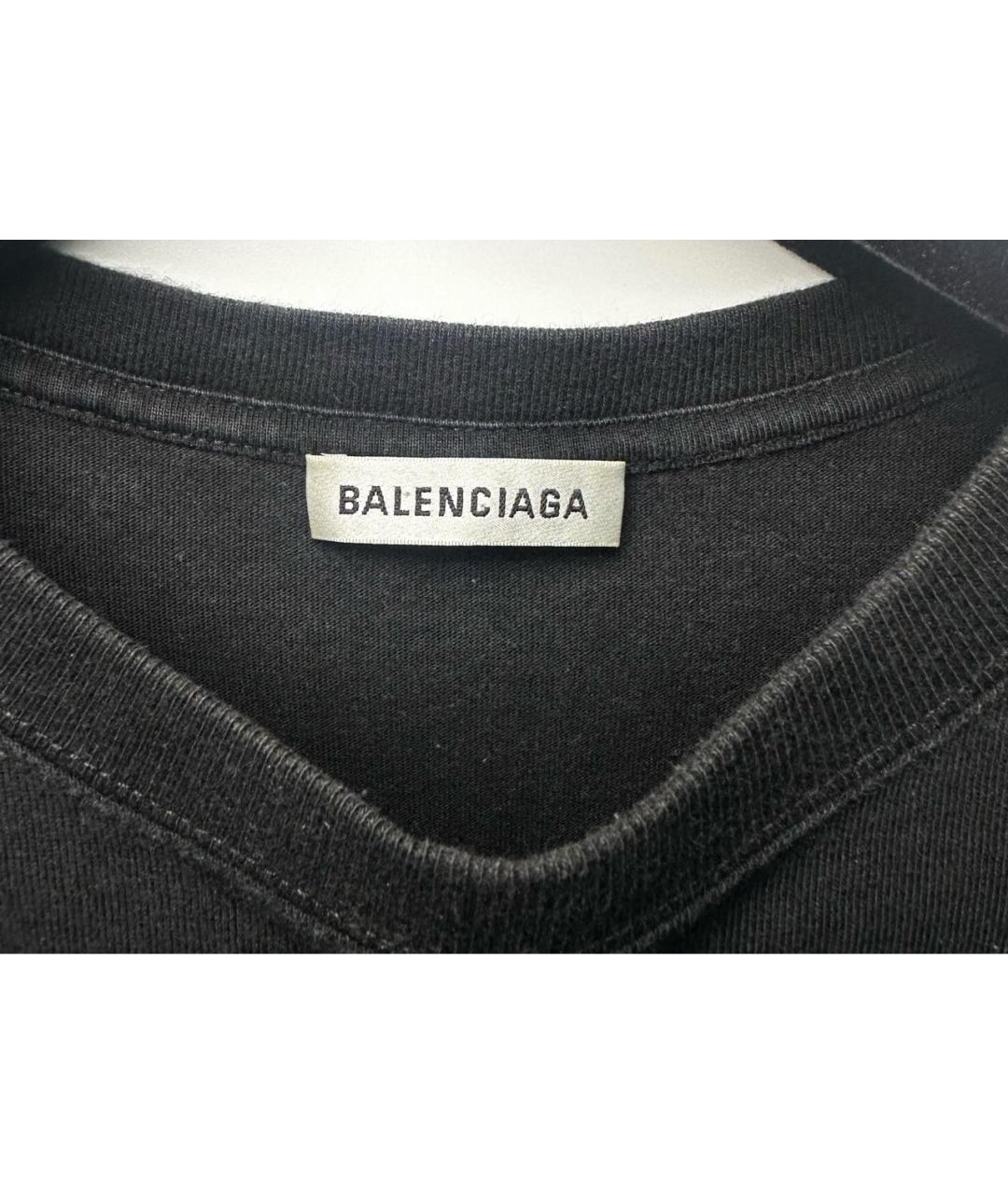 BALENCIAGA Черная хлопковая футболка, фото 3