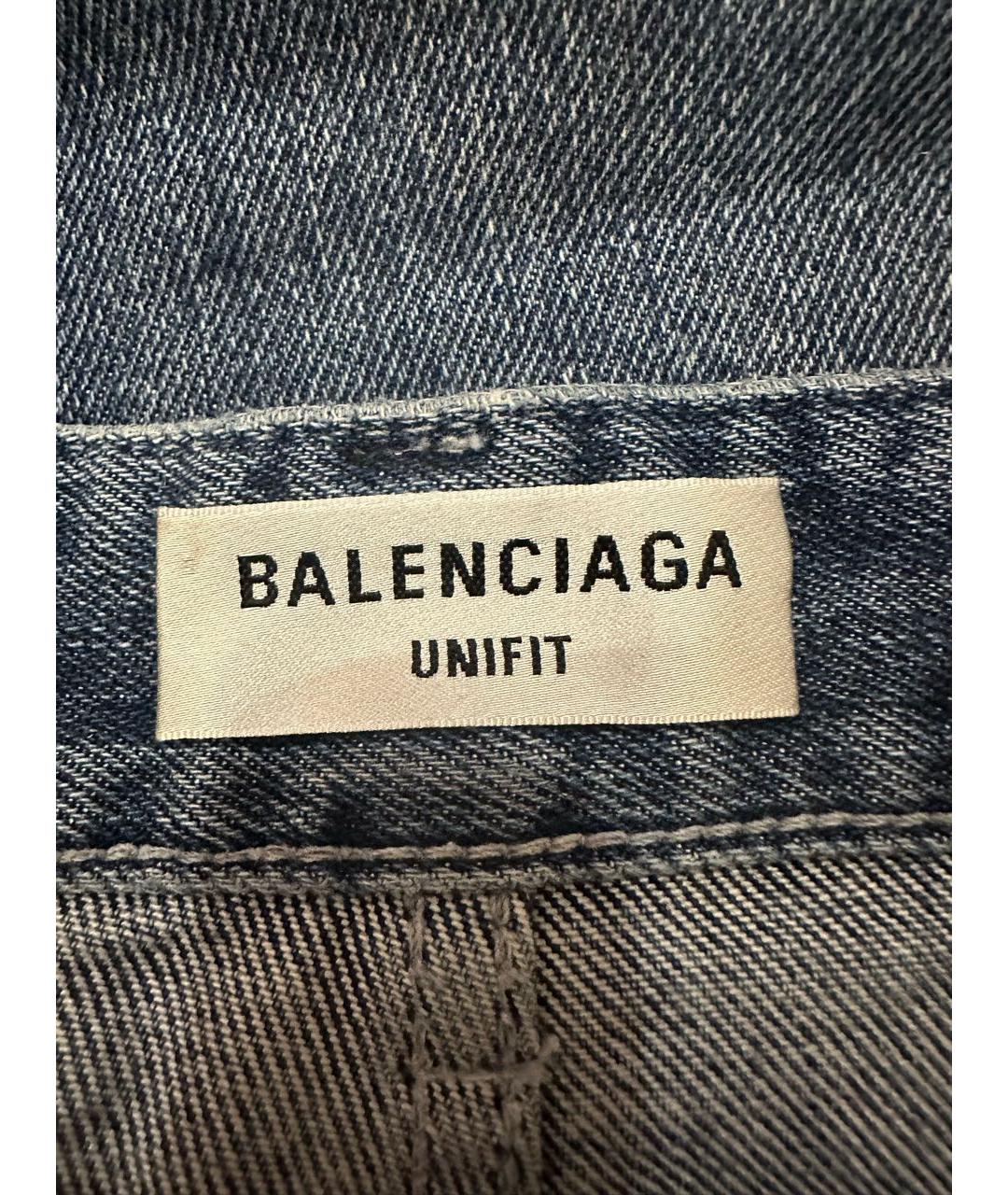 BALENCIAGA Синие хлопко-полиэстеровые прямые джинсы, фото 3