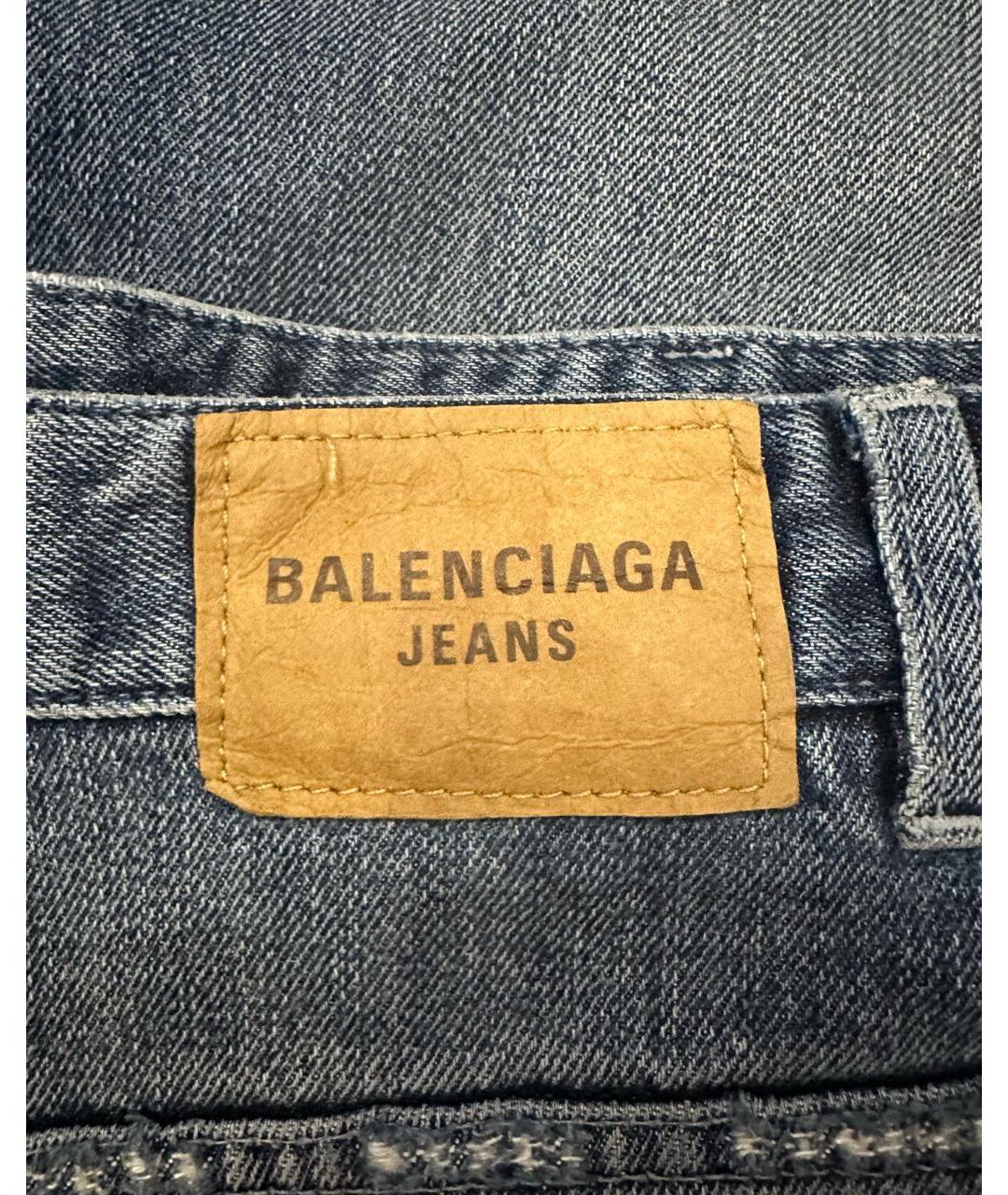 BALENCIAGA Синие хлопко-полиэстеровые прямые джинсы, фото 4