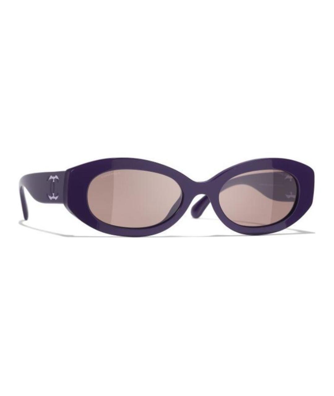CHANEL Фиолетовые пластиковые солнцезащитные очки, фото 4