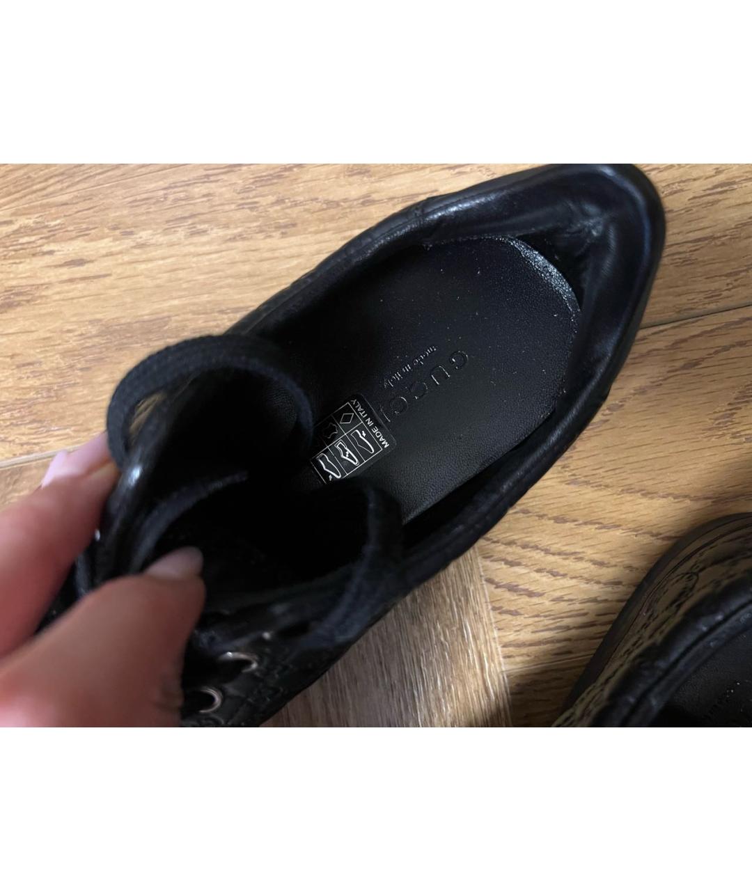 GUCCI Черные кожаные кеды, фото 2